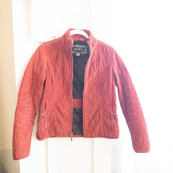 Eddie Bauer Corduroy Quilted Coral Zip-up Jacket - Picture 5 of 11